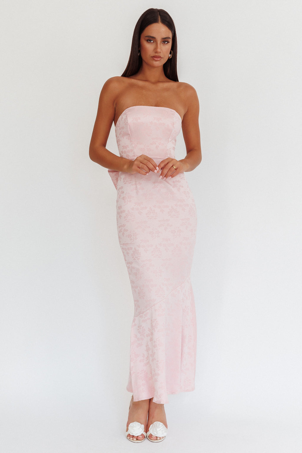 Melty Kisses Bow Back Maxi Dress Pink by Selfie Leslie