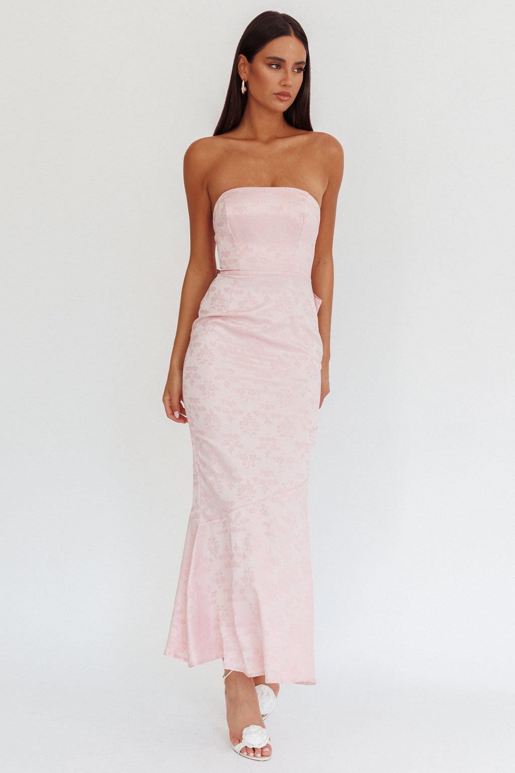 Melty Kisses Bow Back Maxi Dress Pink by Selfie Leslie