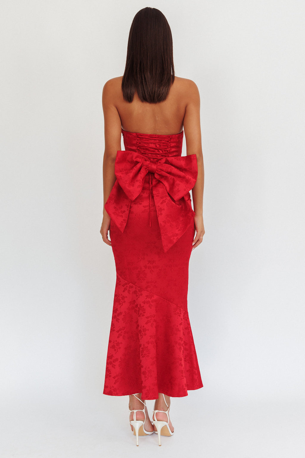 Melty Kisses Bow Back Maxi Dress Wine by Selfie Leslie