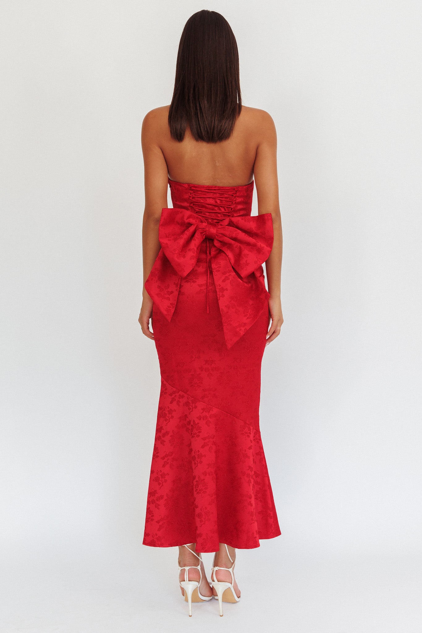 Melty Kisses Bow Back Maxi Dress Wine by Selfie Leslie