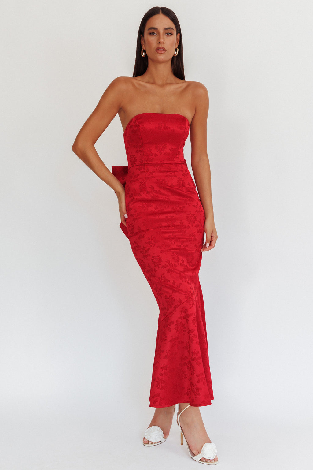 Melty Kisses Bow Back Maxi Dress Wine by Selfie Leslie