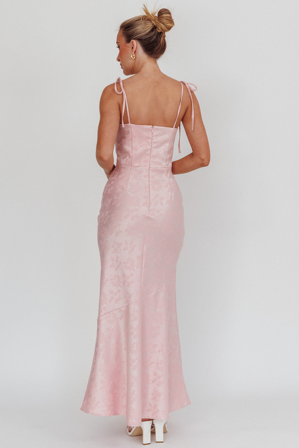 Belonging Cowl Neck Tied Shoulders Maxi Dress Blush by Selfie Leslie