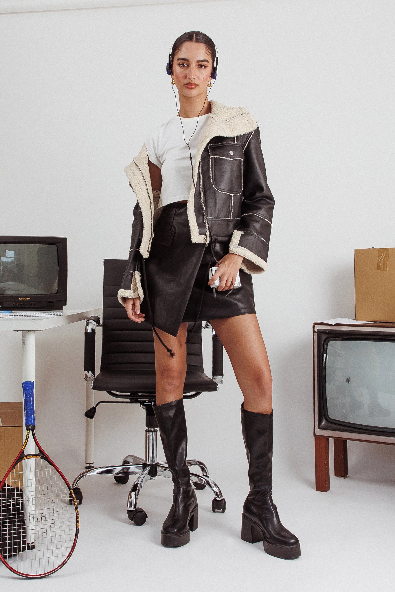Nessa Vegan Leather Mini Skirt Black by Selfie Leslie