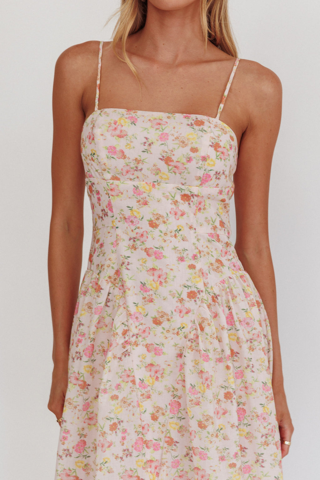 Daisy Day Basque Waist Maxi Dress Floral Pink Daisy Day Basque Waist Maxi Dress Floral Pink