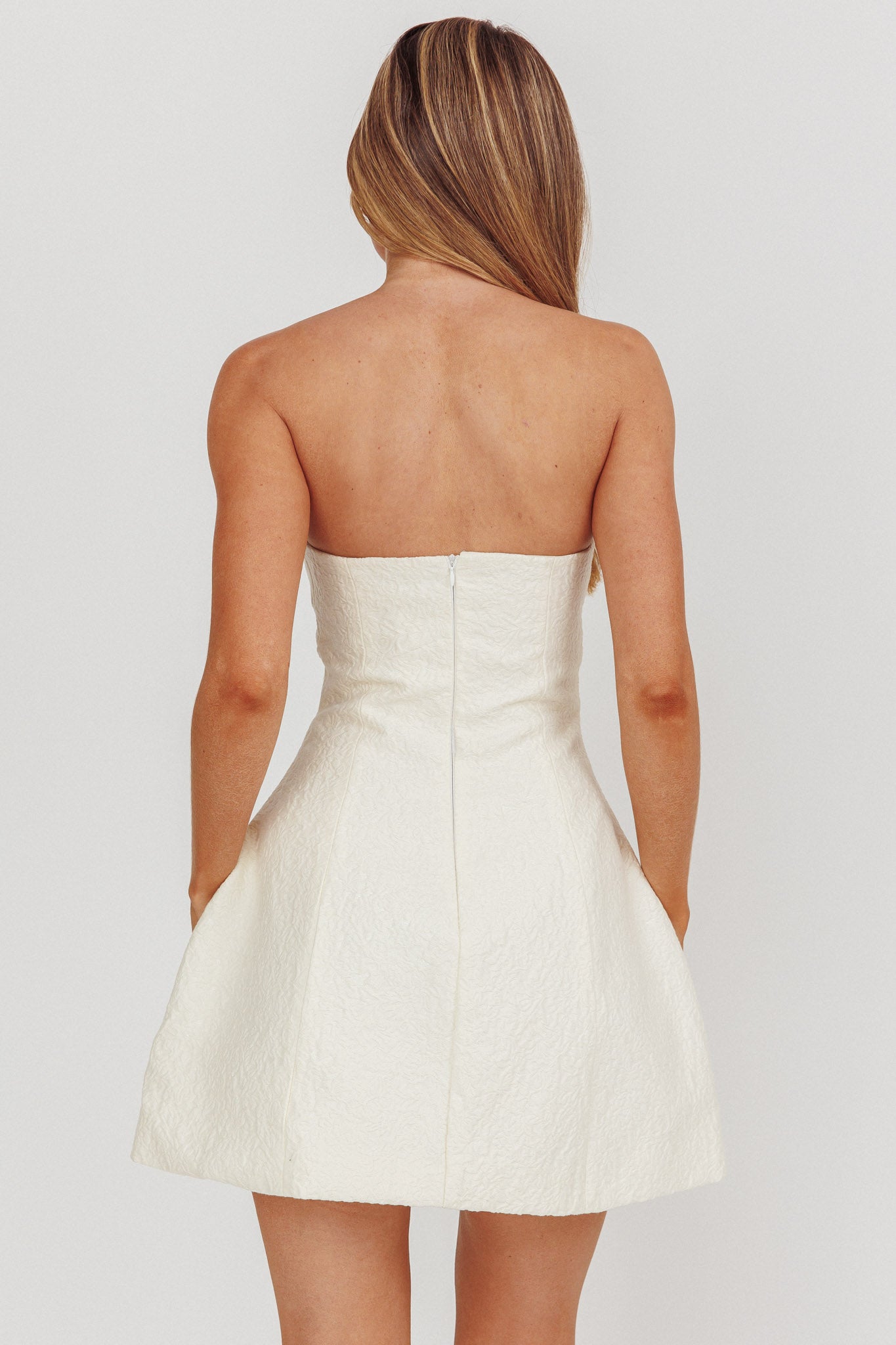 tahlee backless mini dress cream THARA MINI DRESS