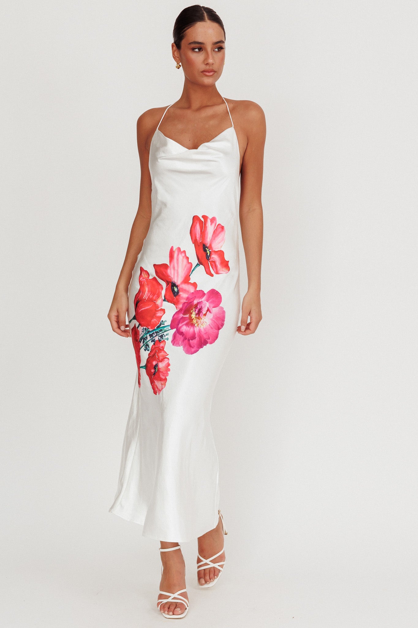 Seren Backless Cowl Neck Maxi Dress White Selfie Leslie Seren Backless Cowl Neck Maxi Dress White Selfie Leslie