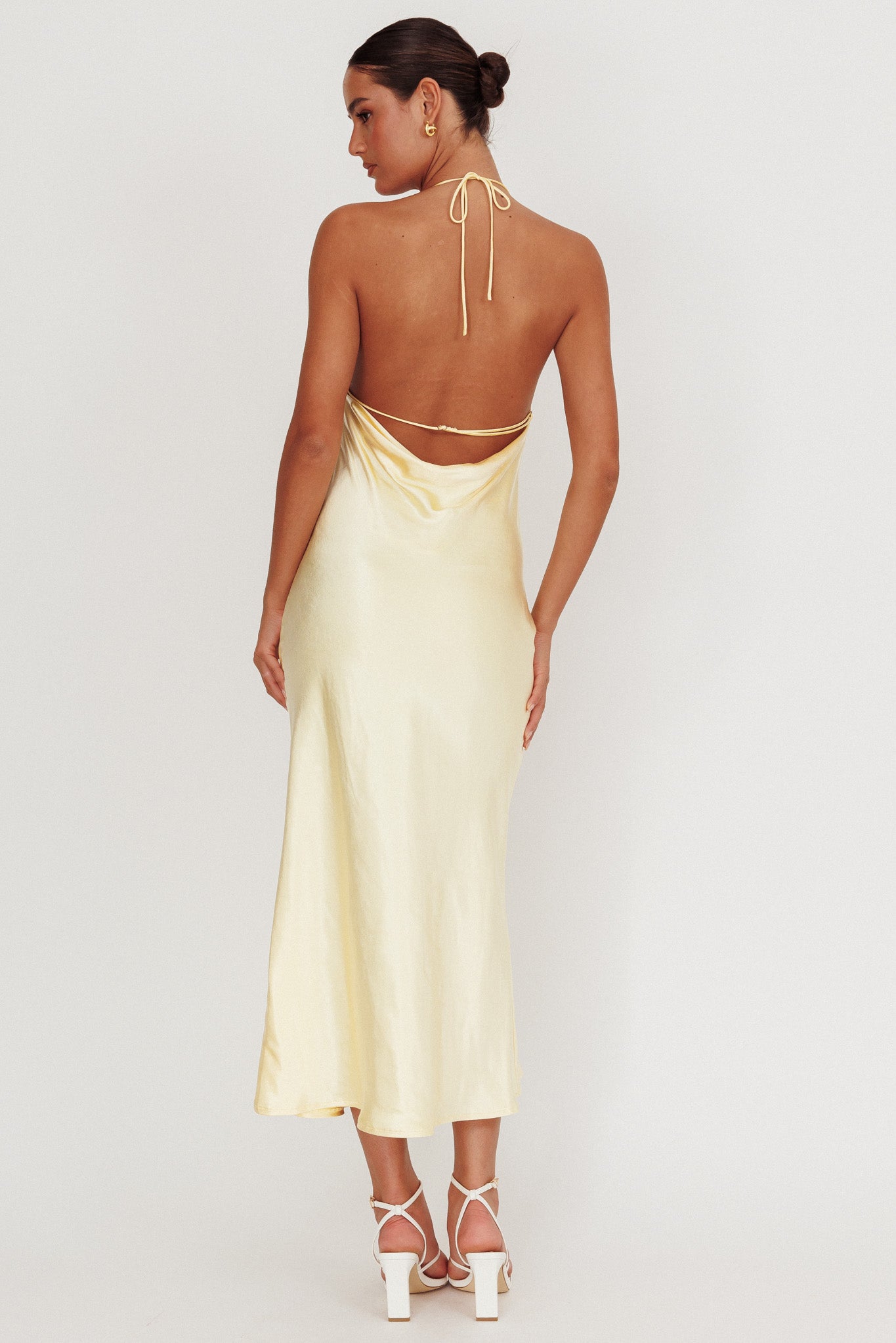 yellow backless midi dress Lulus | Yellow Halter Backless Slip Midi Dress | Womens | Medium (Available in XXS, S, L, XL)
