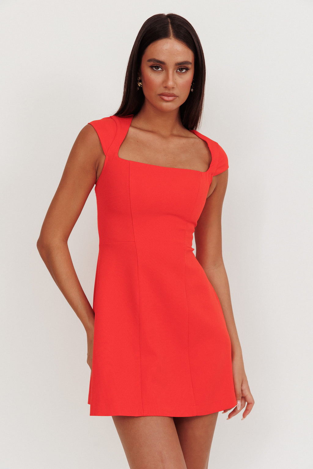 Opulent Cap Sleeve Mini Dress Red