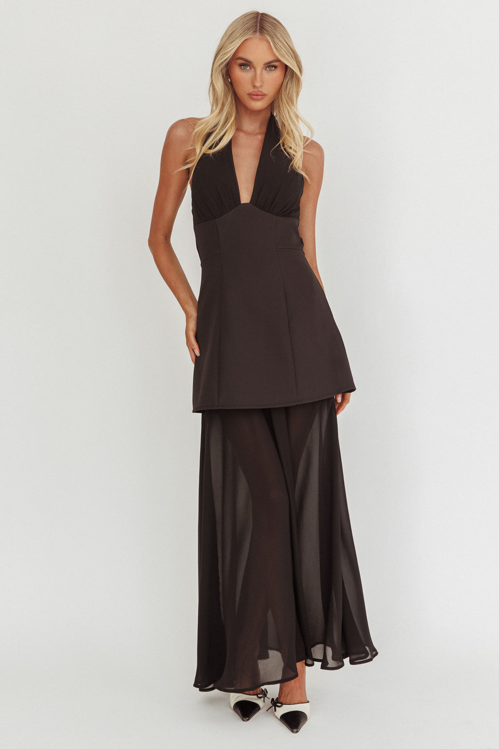 Opulent Halterneck Layered Maxi Dress Black - XS Opulent Halterneck Layered Maxi Dress Black - XS