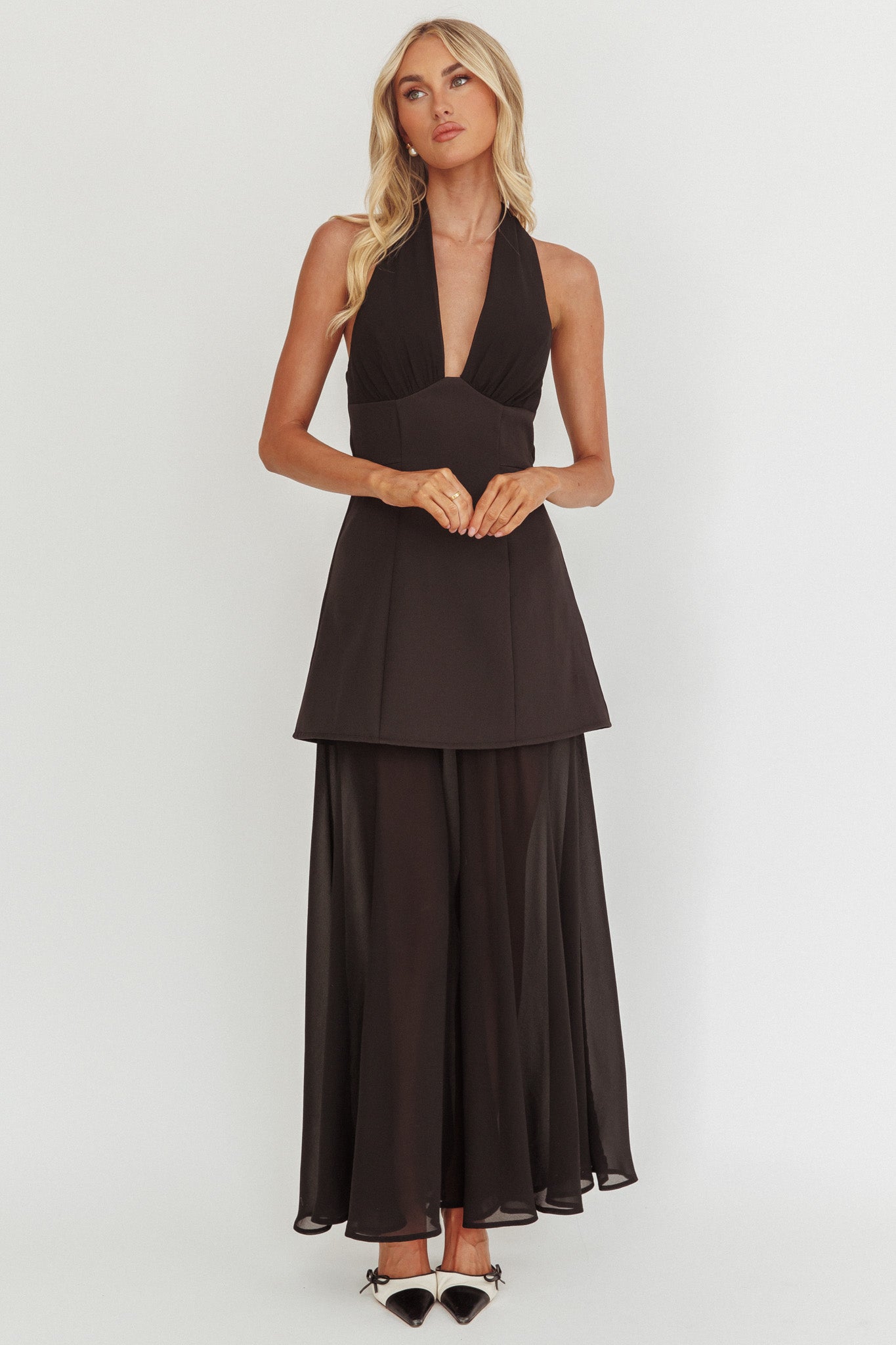 Opulent Halterneck Layered Maxi Dress Black - XL Opulent Halterneck Layered Maxi Dress Black - XL