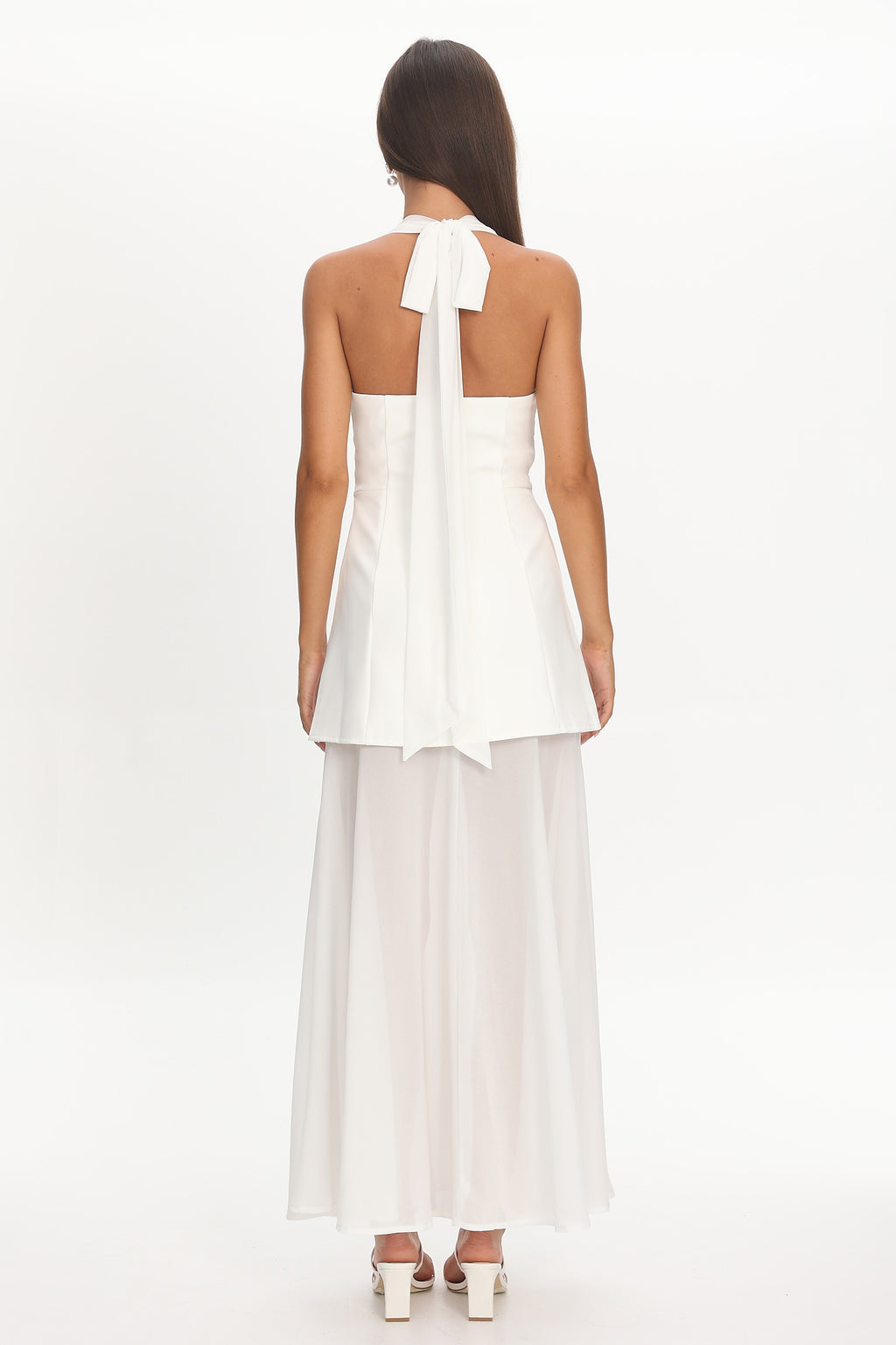 Opulent Halterneck Layered Maxi Dress White by Selfie Leslie