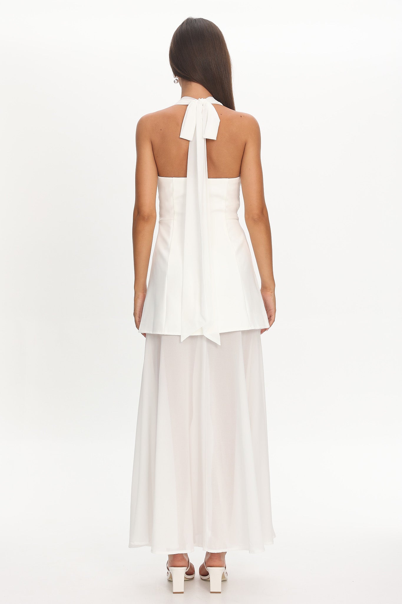 Opulent Halterneck Layered Maxi Dress White by Selfie Leslie