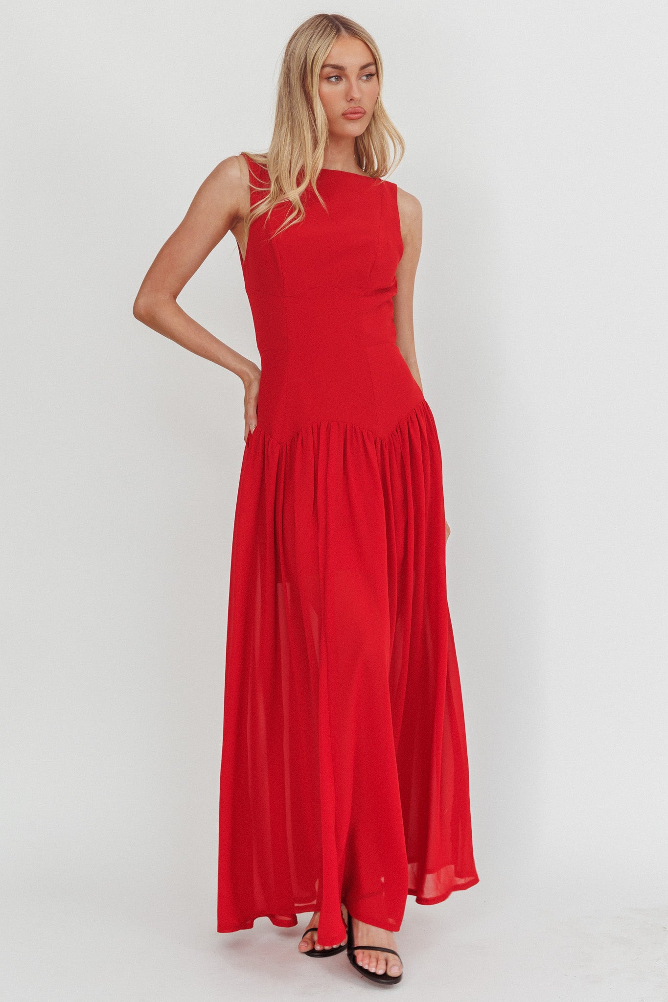 knee length dresses for ladies Sia Maxi Dress Red