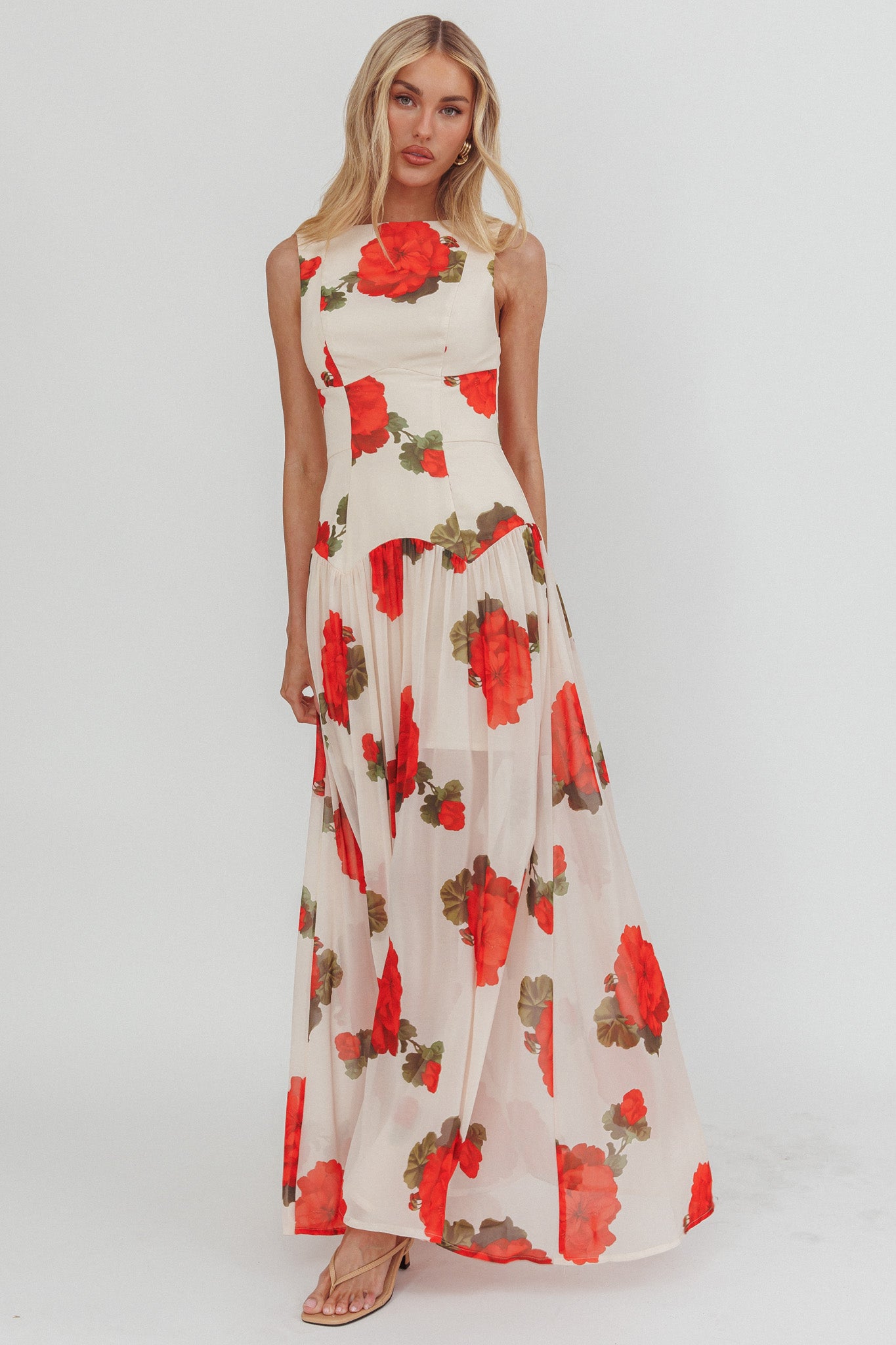 Opulent Low Back Maxi Dress Floral Rose by Selfie Leslie