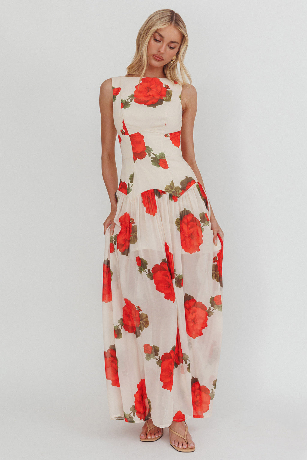 Opulent Low Back Maxi Dress Floral Rose by Selfie Leslie