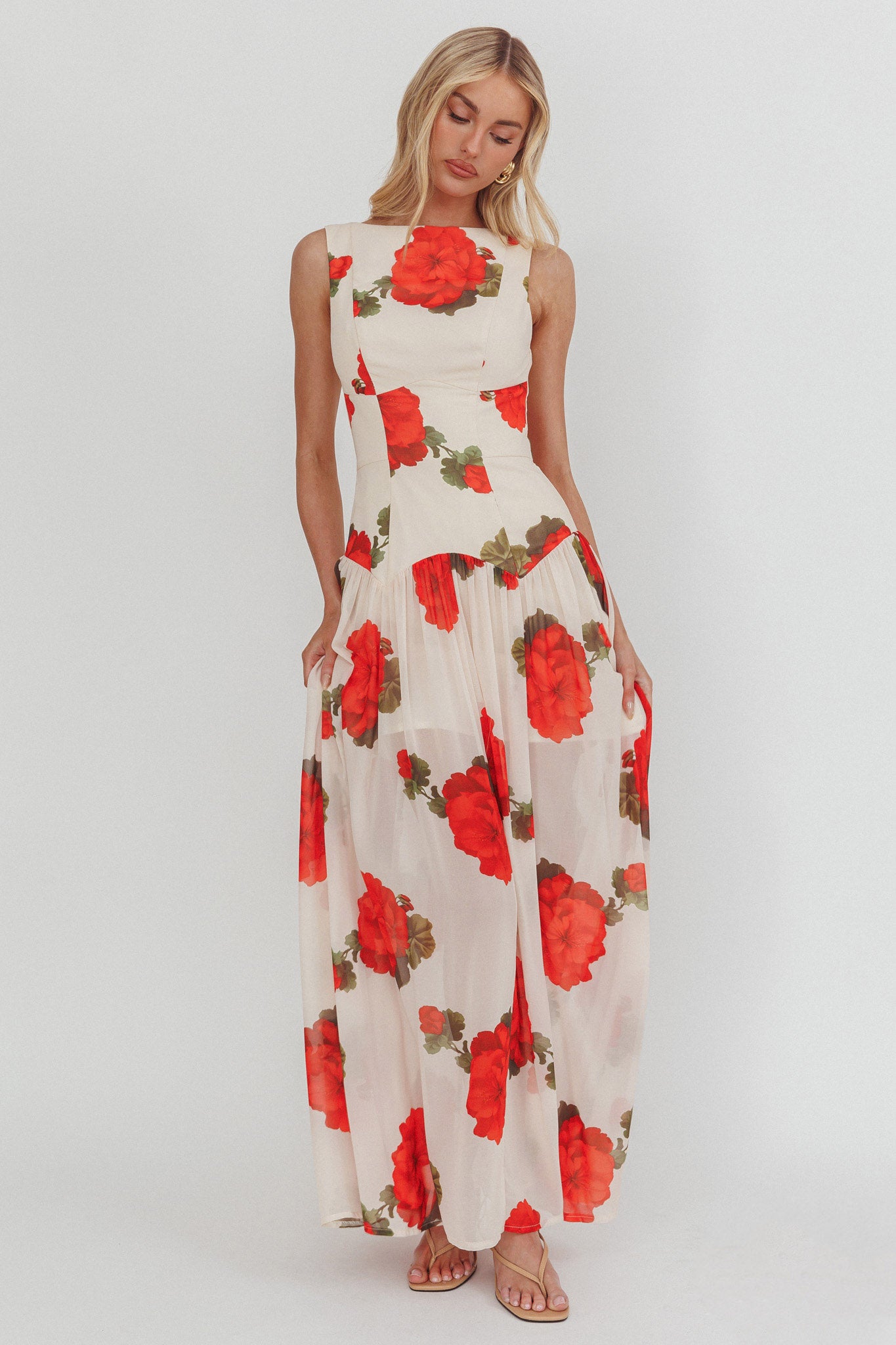 Opulent Low Back Maxi Dress Floral Rose by Selfie Leslie
