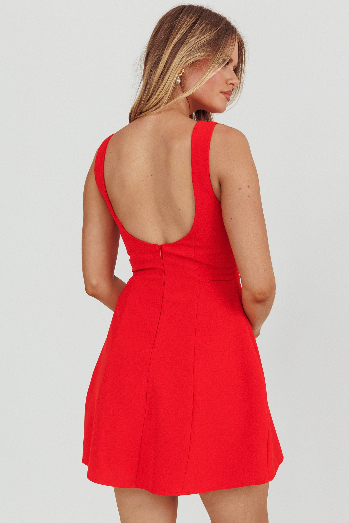 Opulent Sleeveless A-Line Mini Dress Red S Opulent Sleeveless A-Line Mini Dress Red S