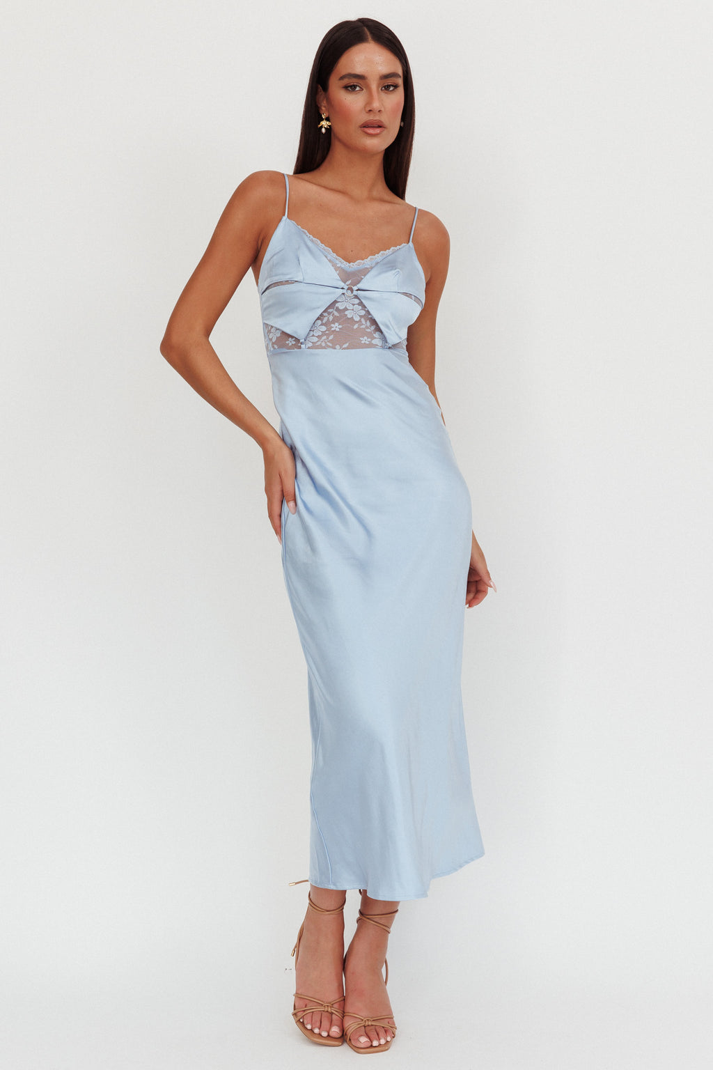 Impressions Lace Bodice Maxi Dress Blue by Selfie Leslie