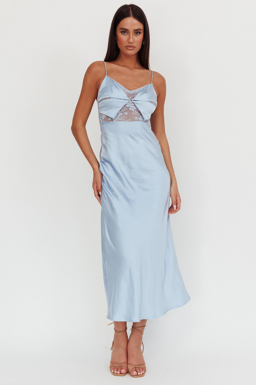 Impressions Lace Bodice Maxi Dress Blue by Selfie Leslie