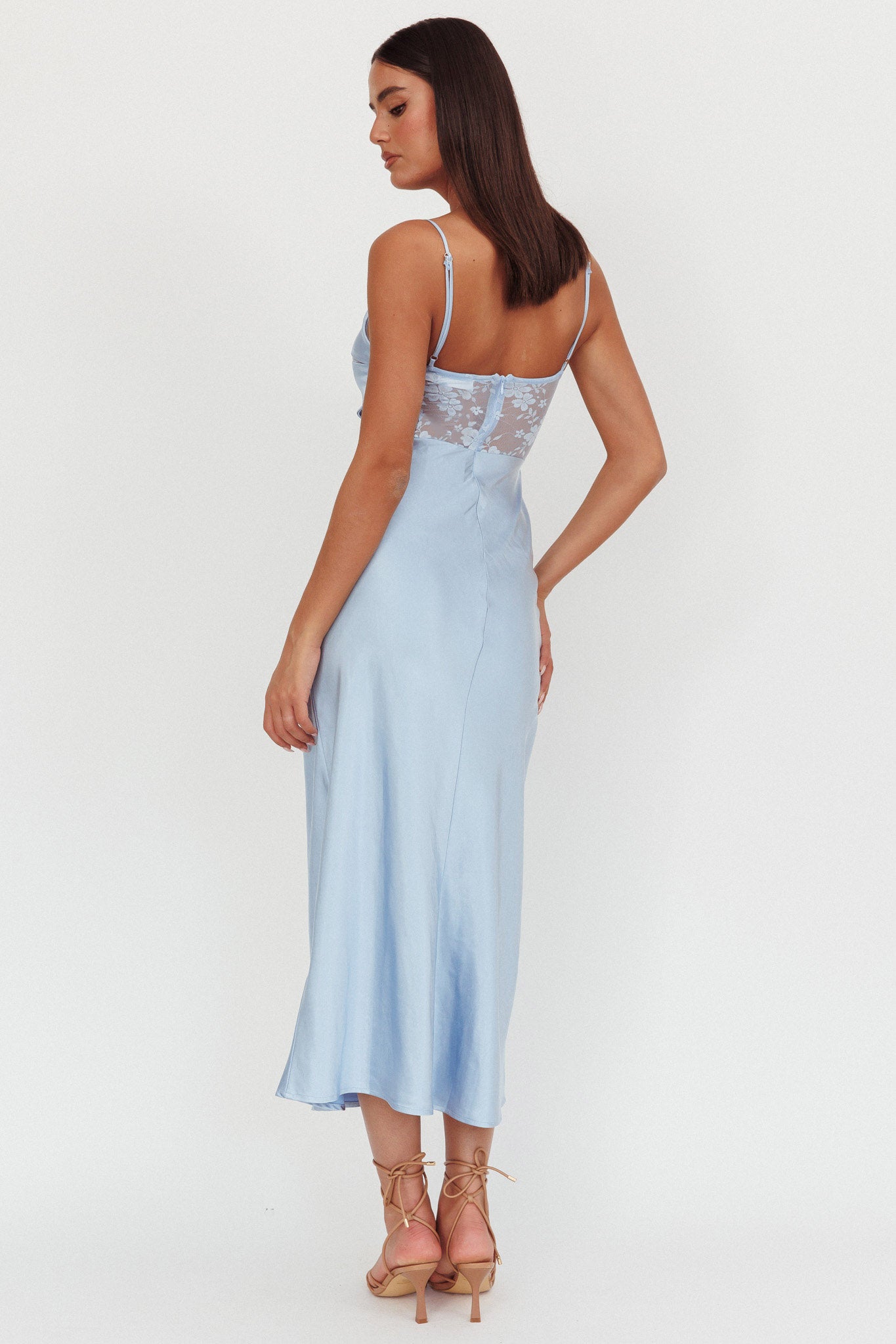 impressions bridesmaid dresses Impressions Lace Bodice Maxi Dress Blue