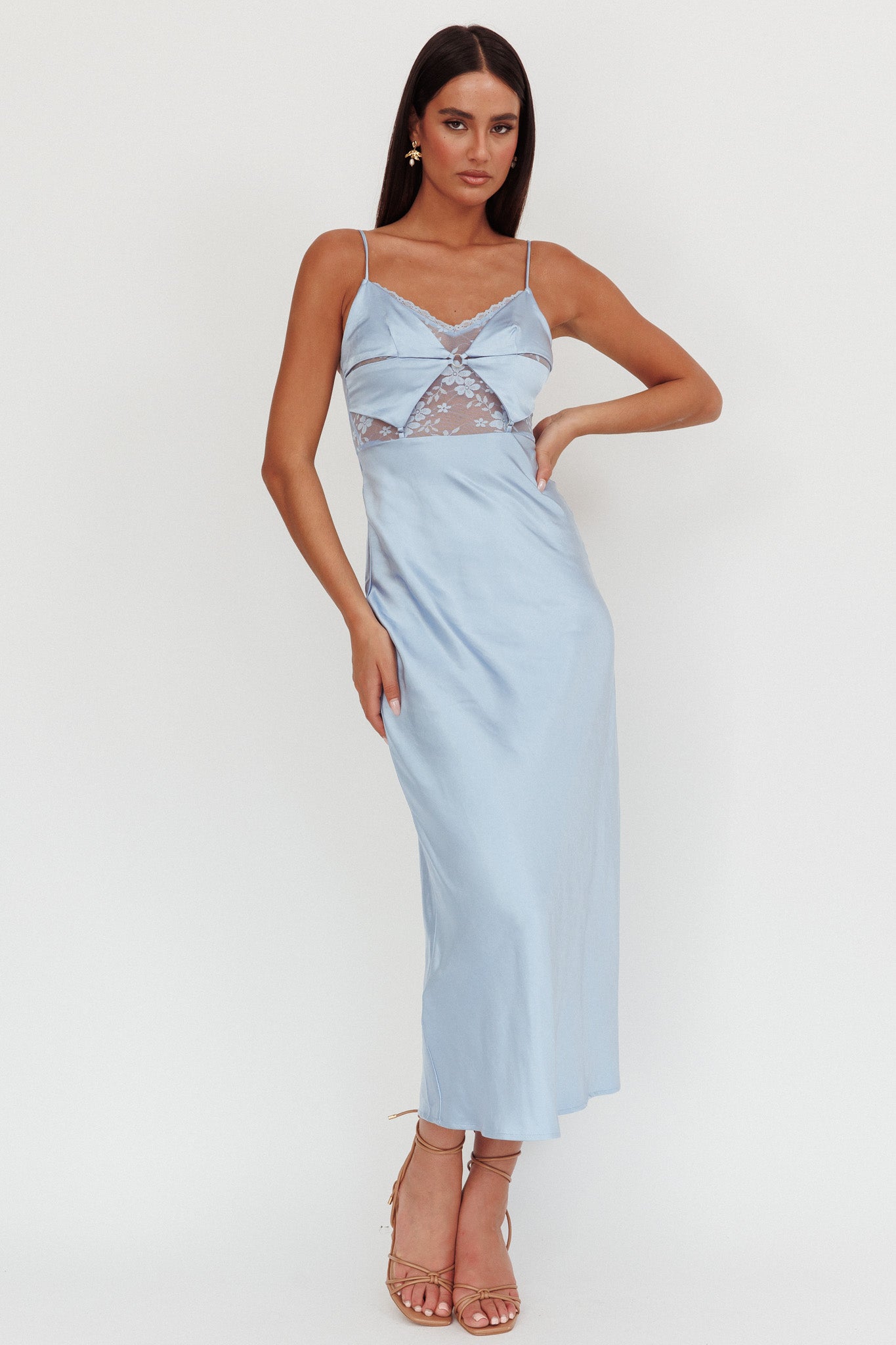 Impressions Lace Bodice Maxi Dress Blue by Selfie Leslie