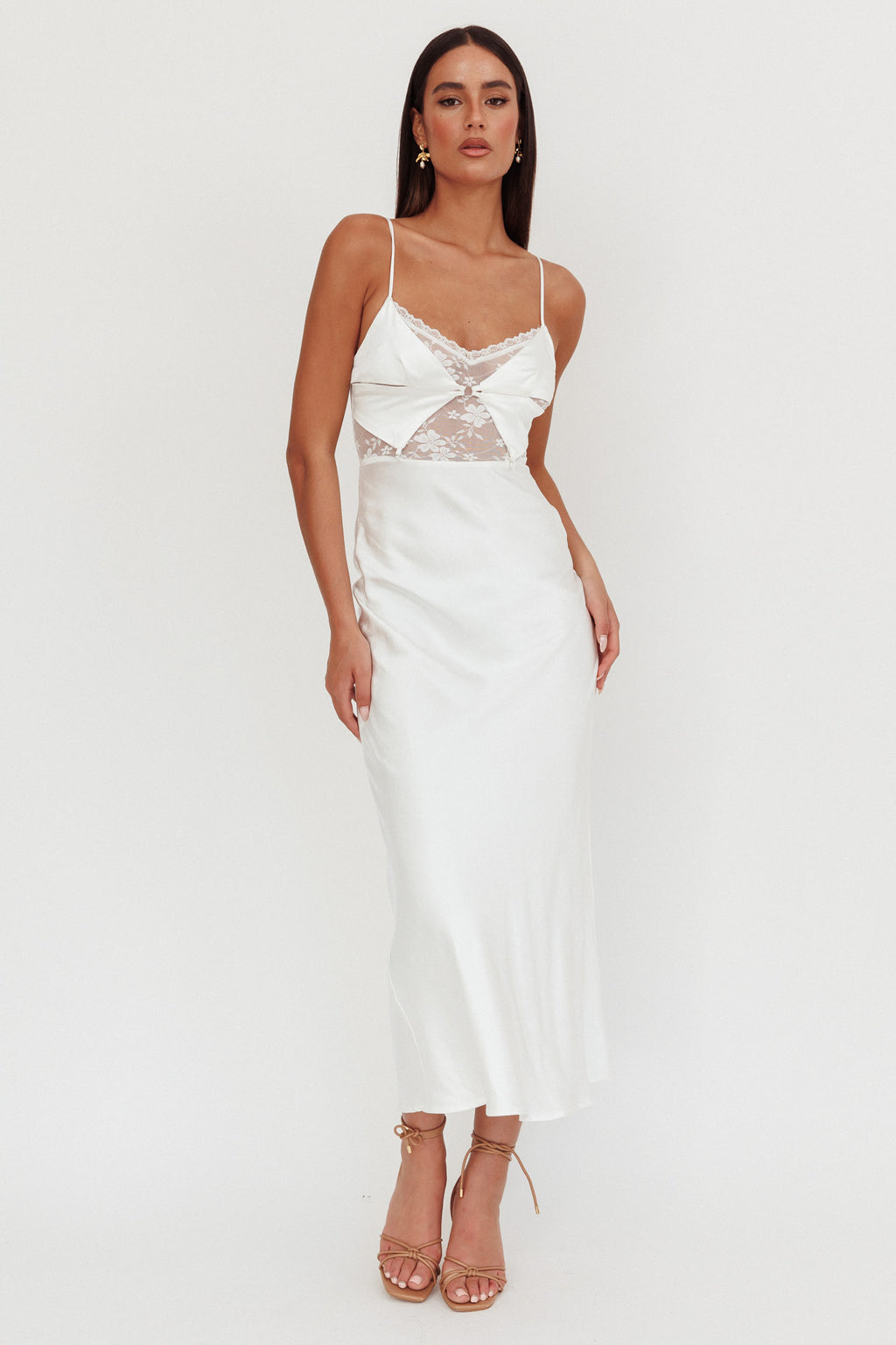 Impressions Lace Bodice Maxi Dress White– Selfie Leslie