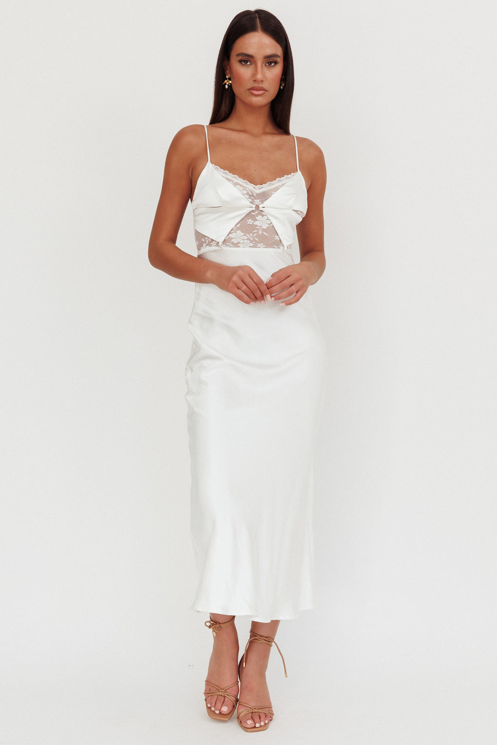 Impressions Lace Bodice Maxi Dress White by Selfie Leslie
