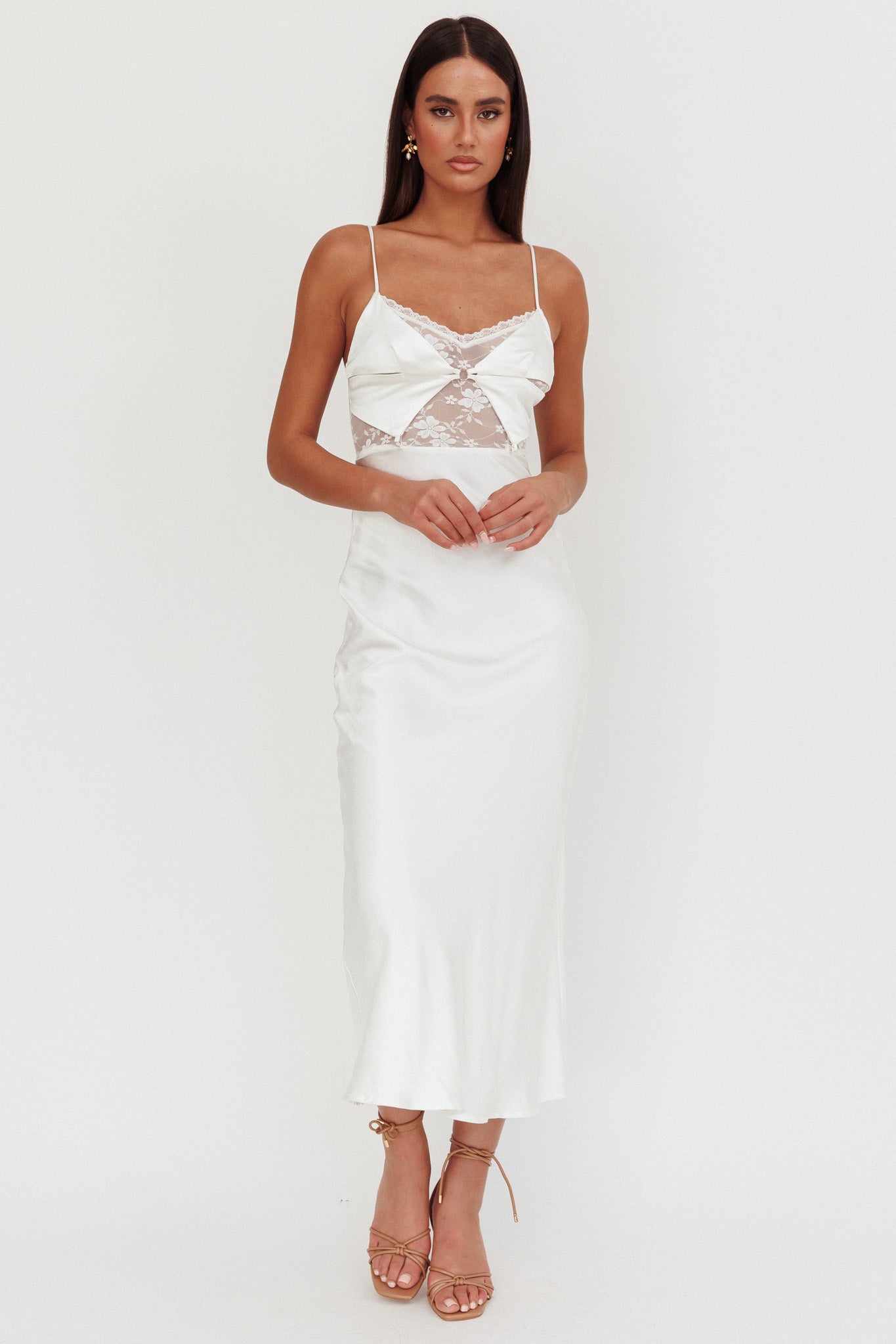 Playing For Keeps Lace Bodice Maxi Dress White