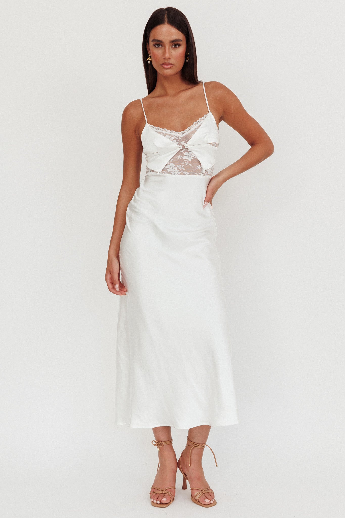 Impressions Lace Bodice Maxi Dress White by Selfie Leslie