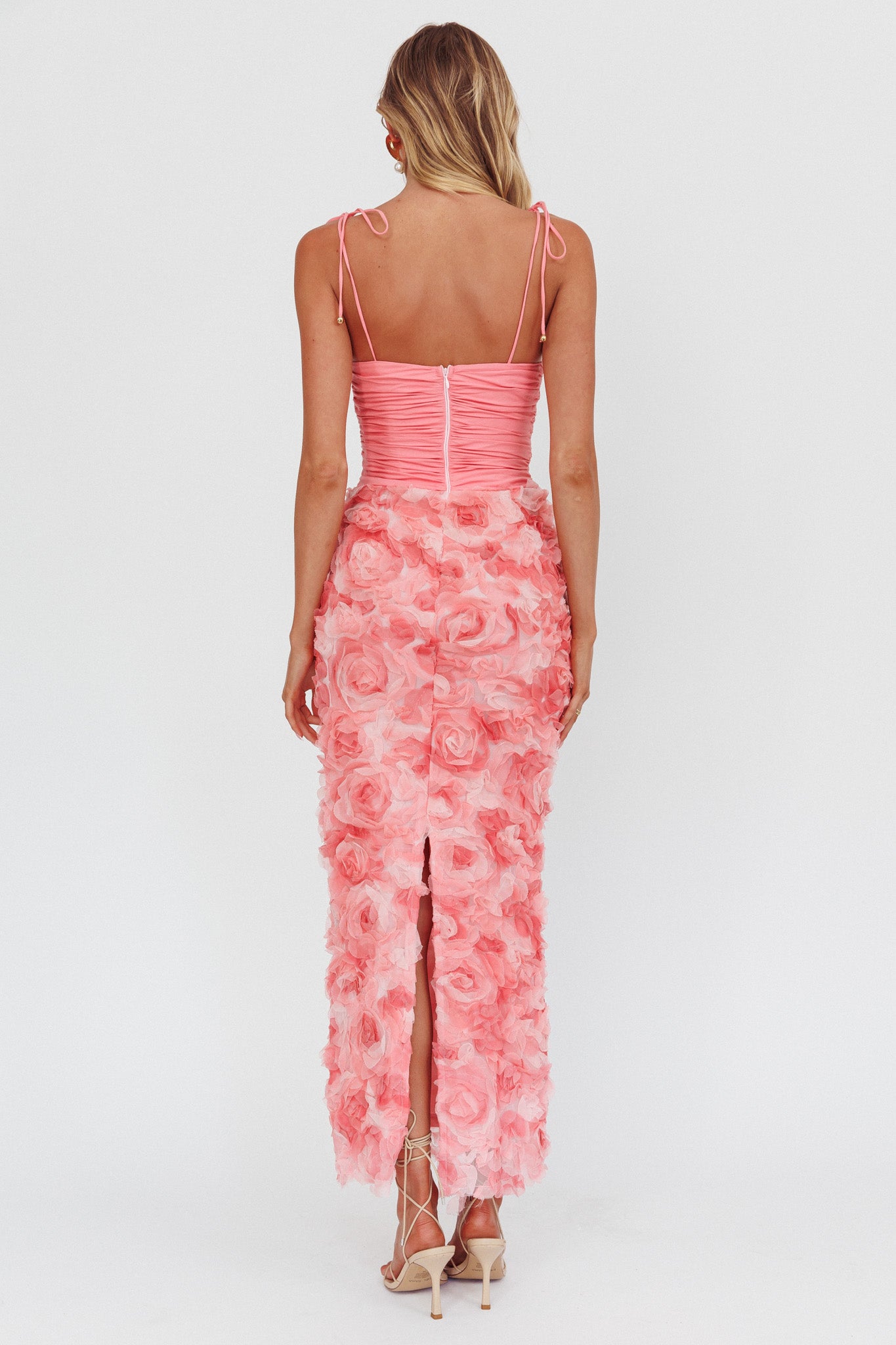Love & Honor Textured Floral Maxi Dress Pink by Selfie Leslie