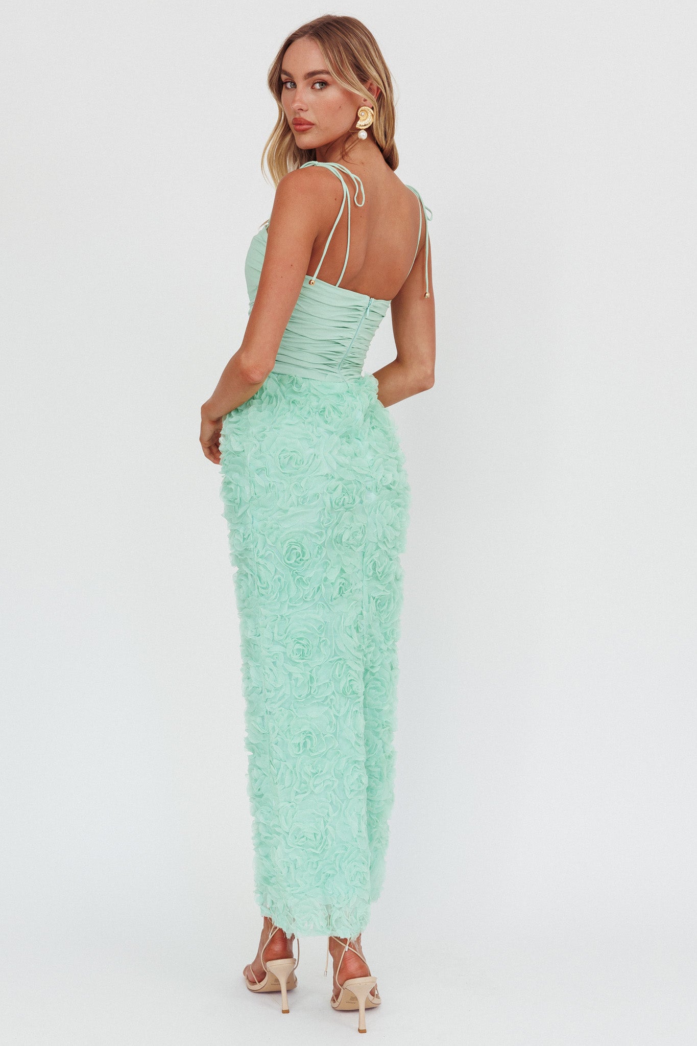 Love & Honor Textured Floral Maxi Dress Sage by Selfie Leslie