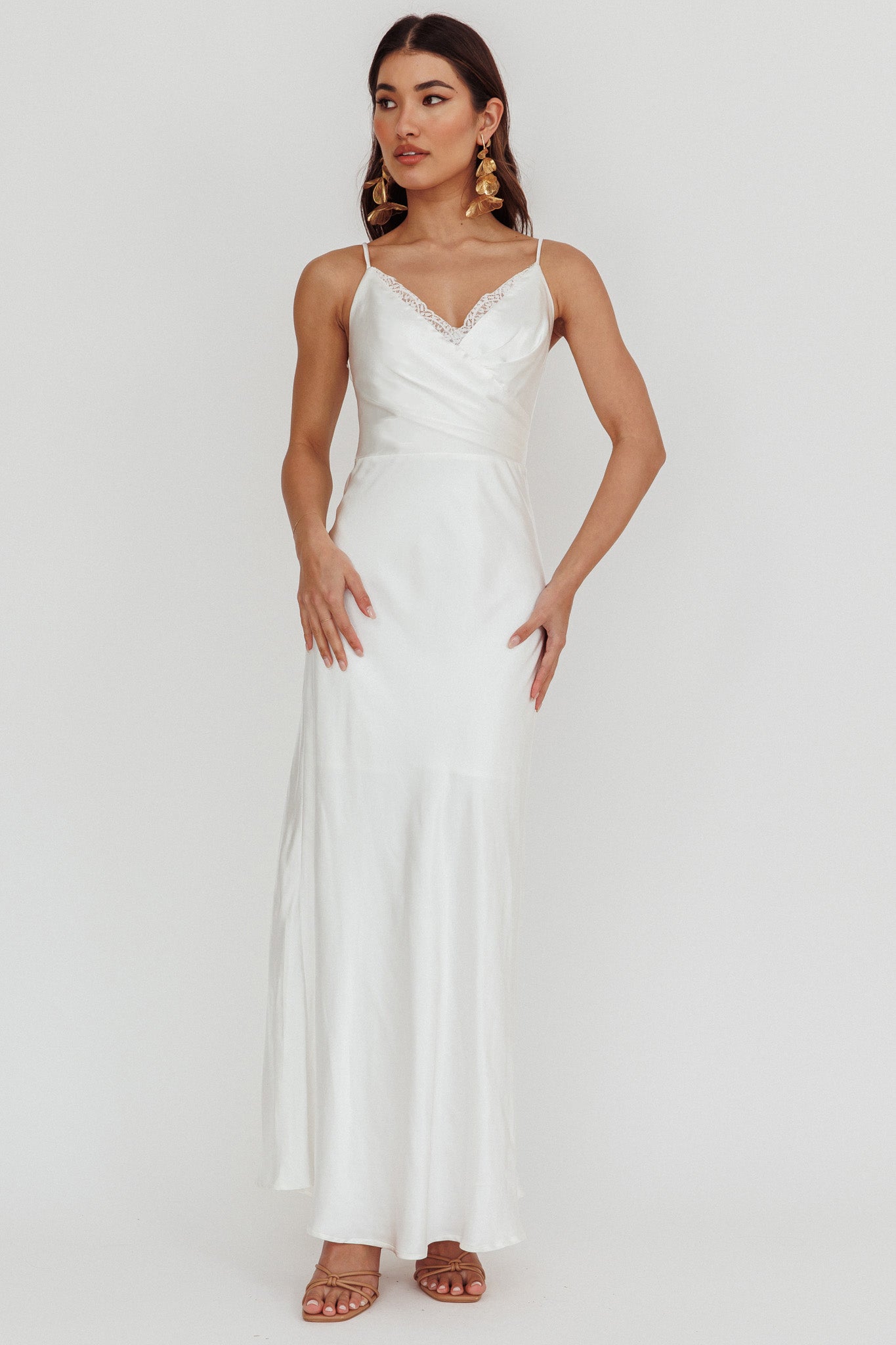 Our Story Surplice Neckline Maxi Dress Off White by Selfie Leslie
