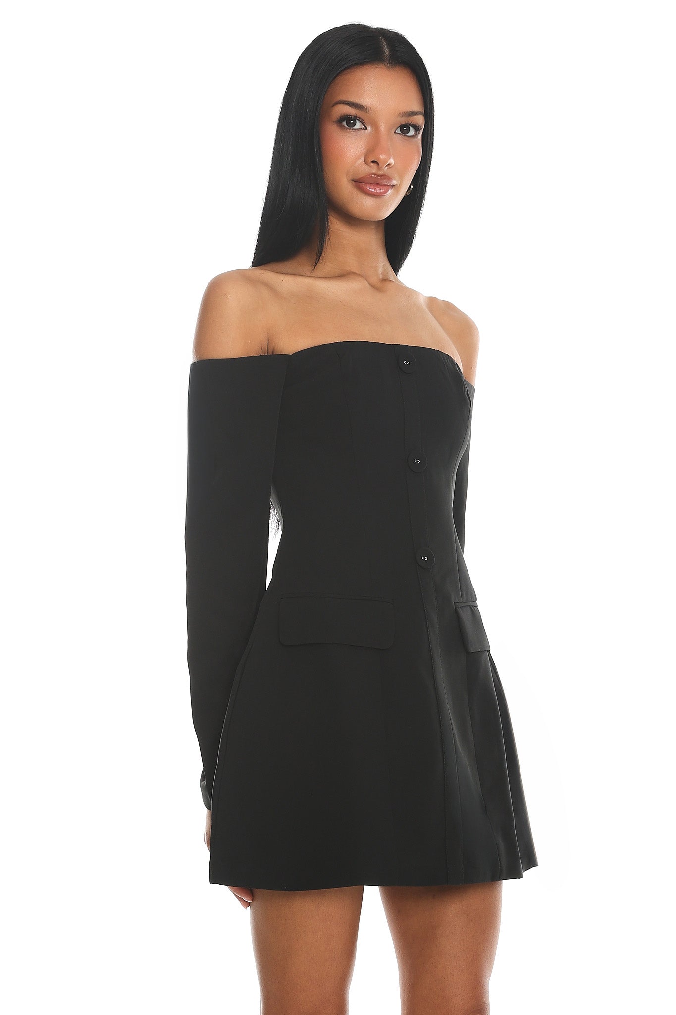 Shop the Cherry Wine Off Shoulder Mini Dress Black