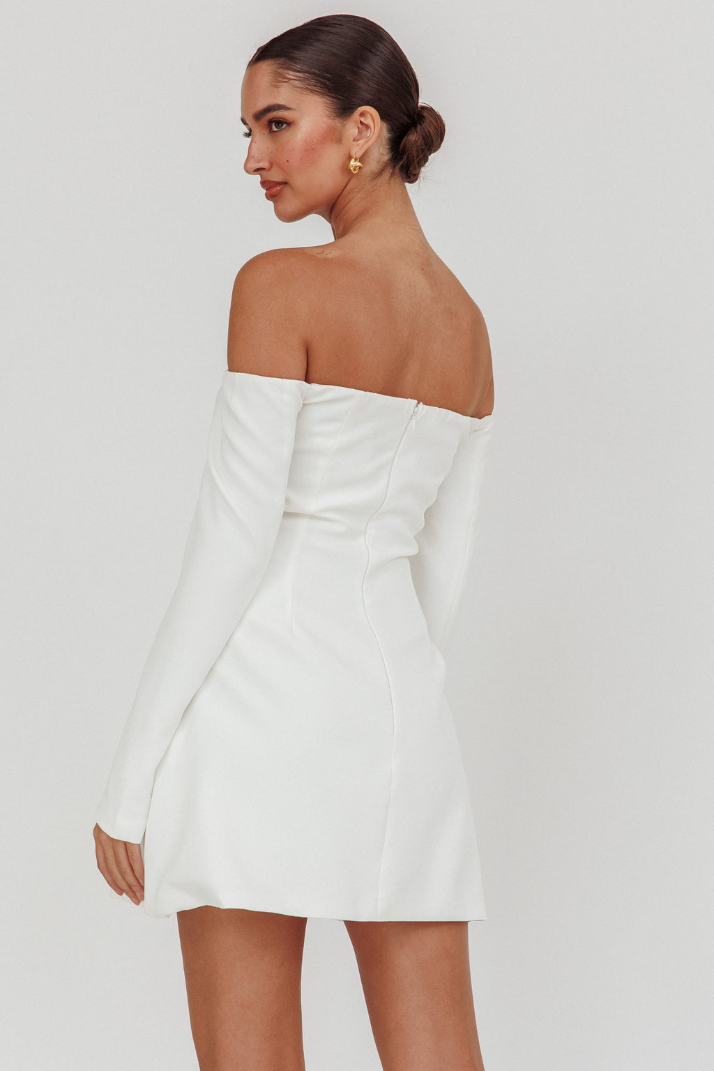 Cherry Wine Off Shoulder Mini Dress White by Selfie Leslie