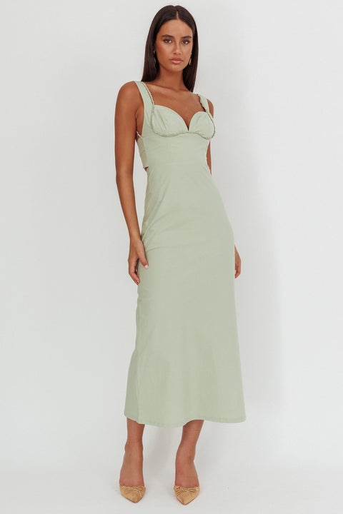 Moonlit Reverie Twist Back Maxi Dress Sage | Selfie Leslie Moonlit Reverie Twist Back Maxi Dress Sage | Selfie Leslie