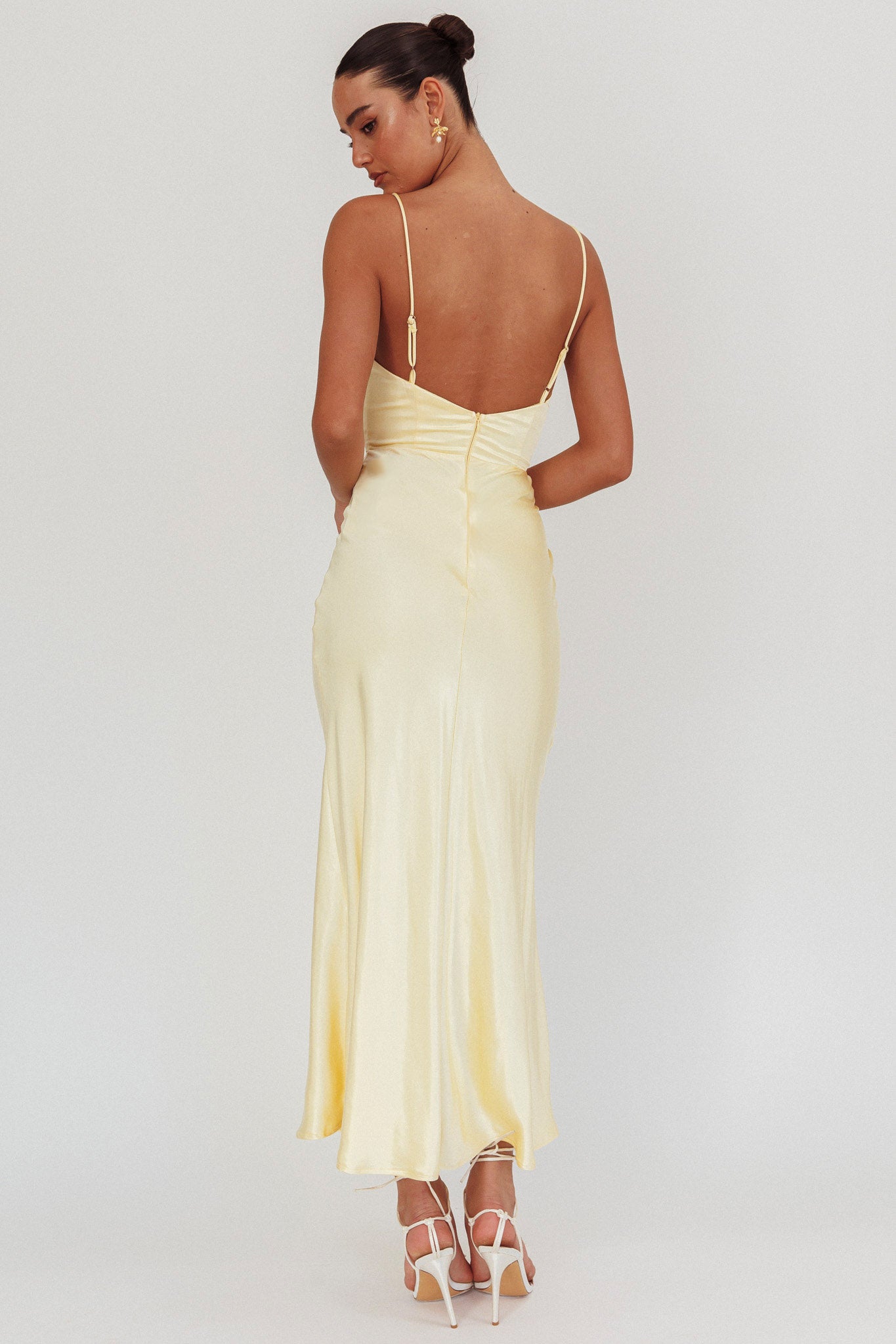 compliment me maxi dress lemon Hold Me Satin Backless Maxi Dress Lemon