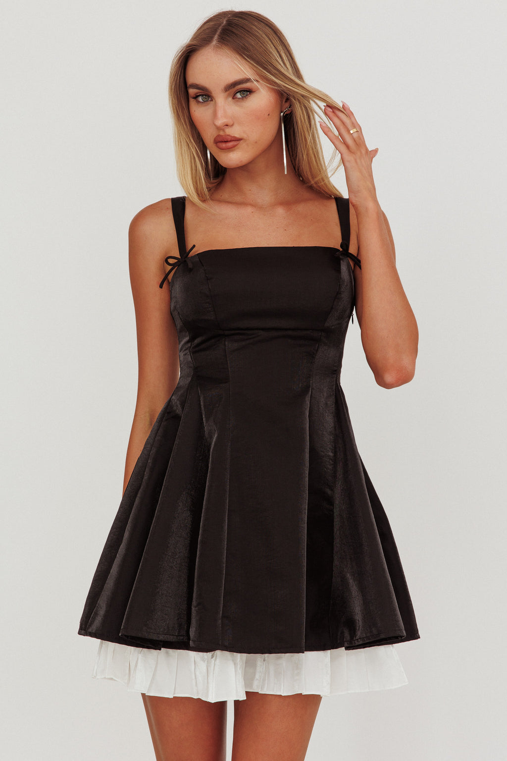 Night Rider Fit And Flare Mini Dress Black by Selfie Leslie