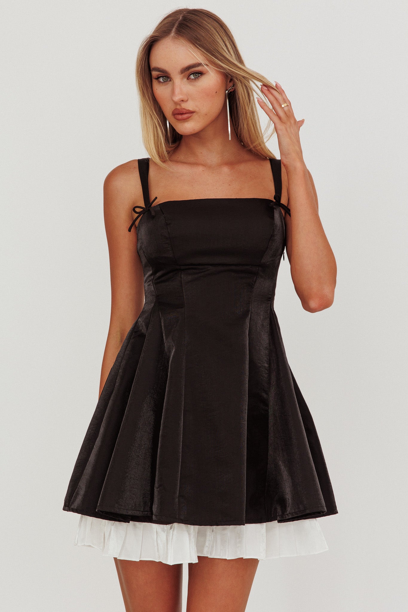 Night Rider Fit And Flare Mini Dress Black by Selfie Leslie