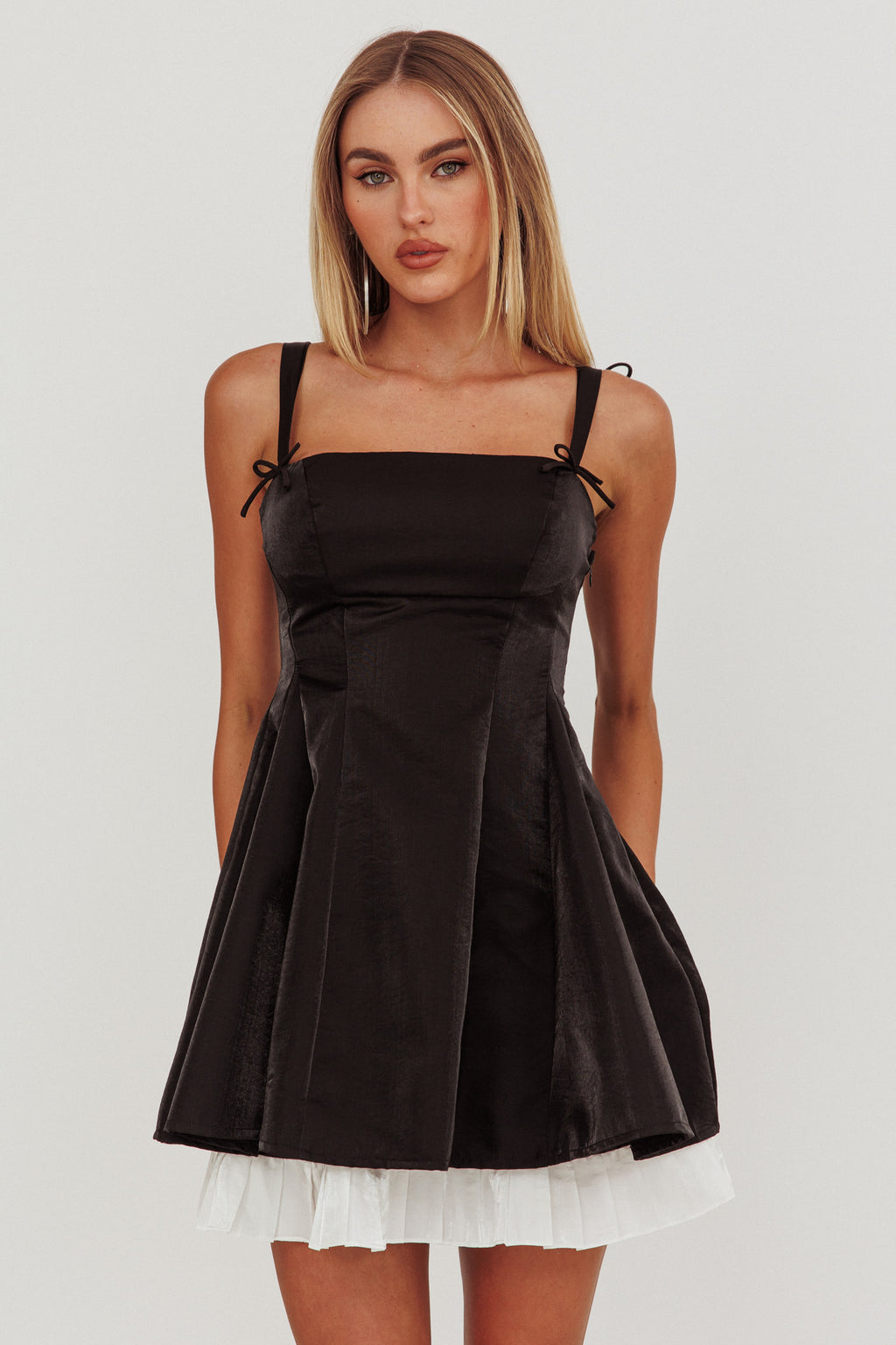 Night Rider Fit And Flare Mini Dress Black by Selfie Leslie