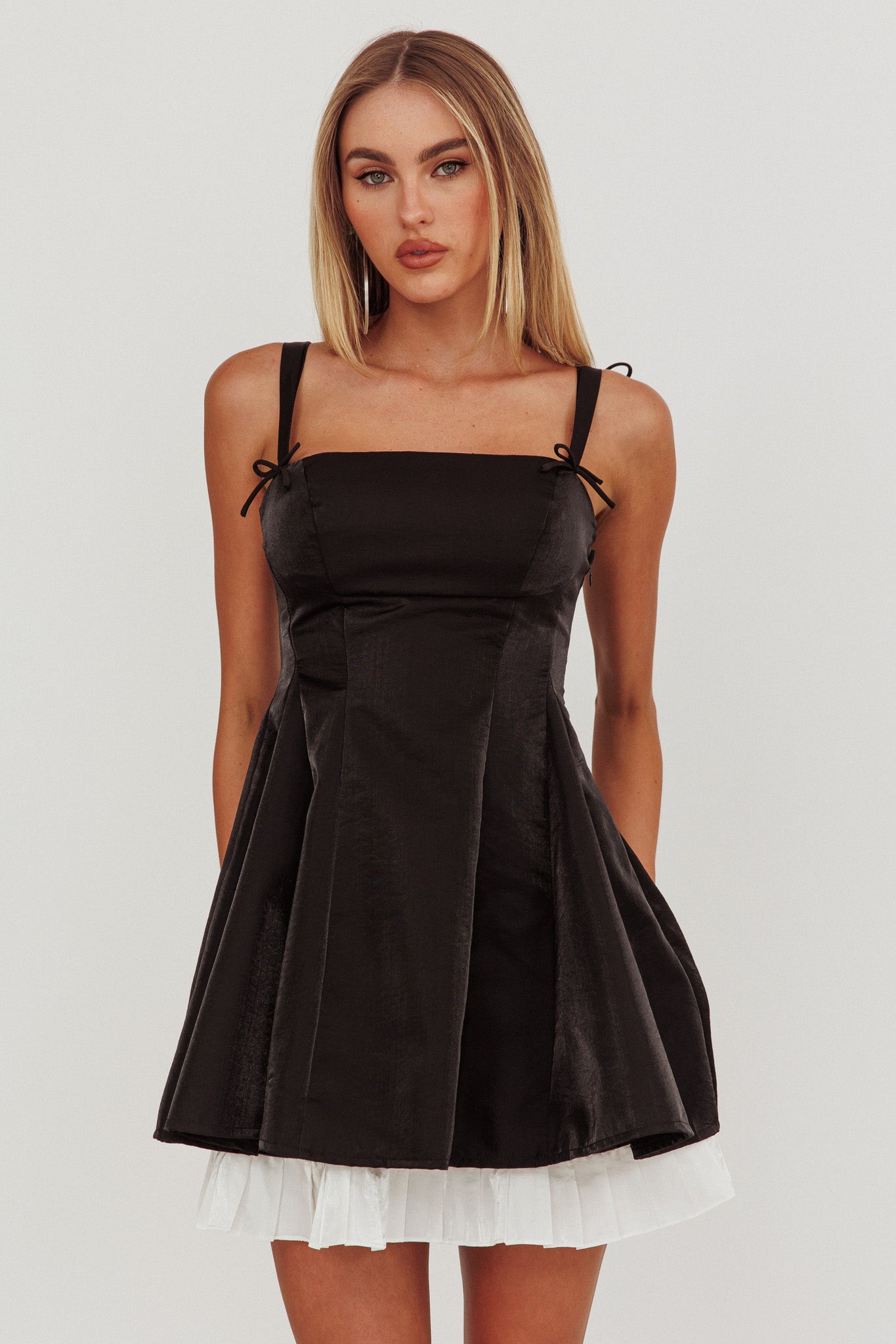 Night Rider Fit And Flare Mini Dress Black by Selfie Leslie