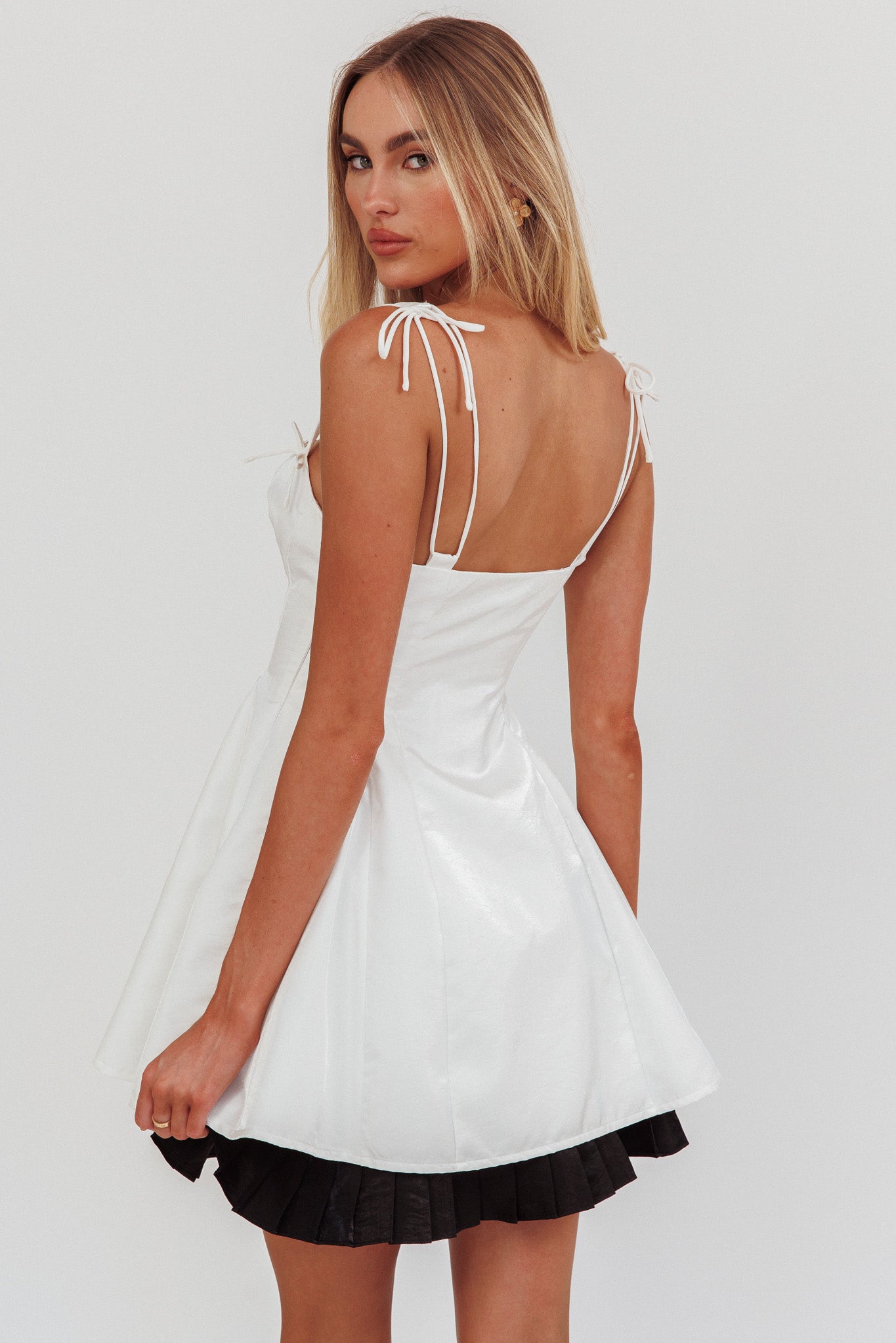 Night Rider Fit And Flare Mini Dress White | Selfie Leslie Night Rider Fit And Flare Mini Dress White | Selfie Leslie