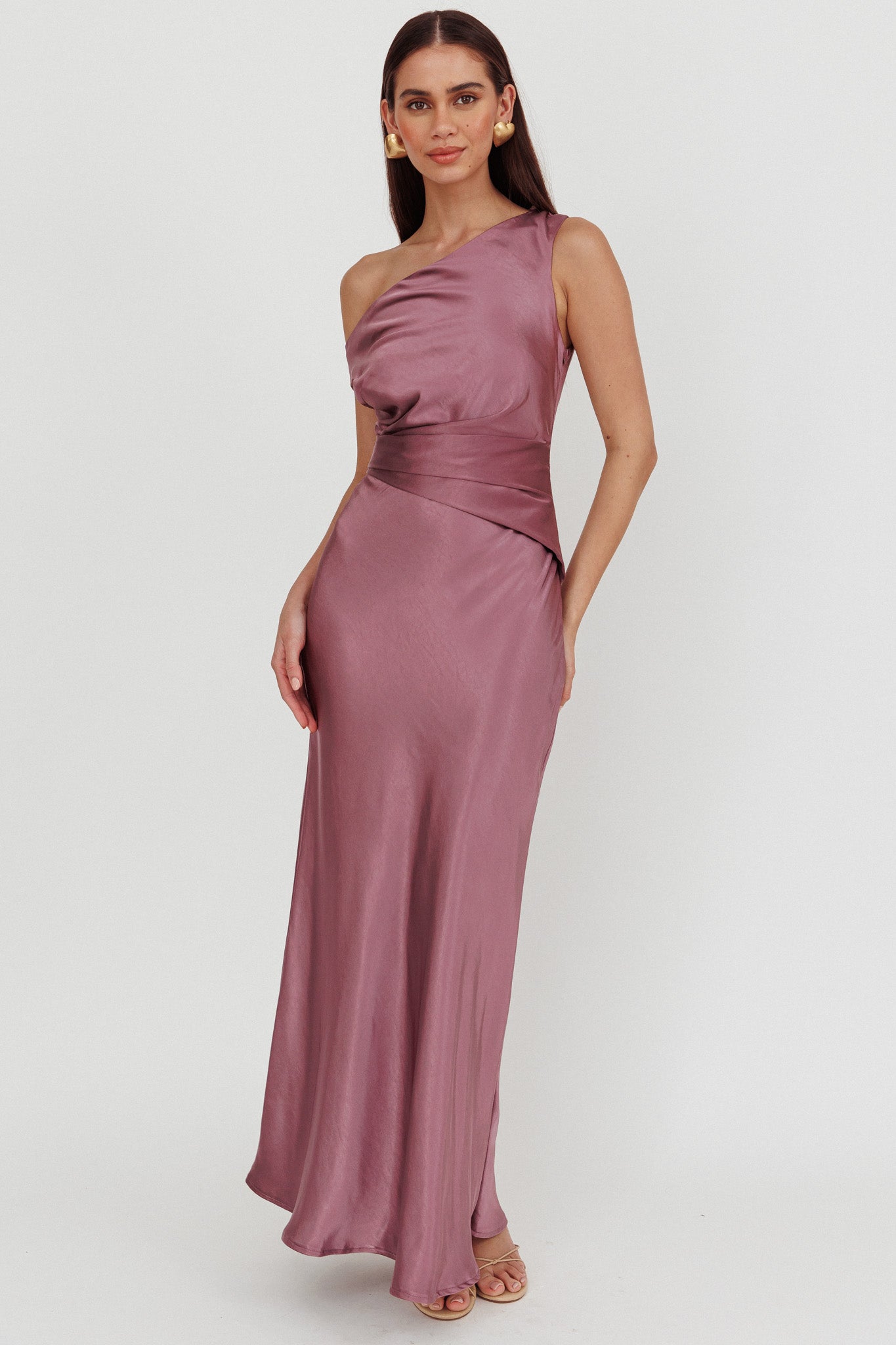 Twilight Asymmetric Neckline Maxi Dress Grape | Selfie Leslie