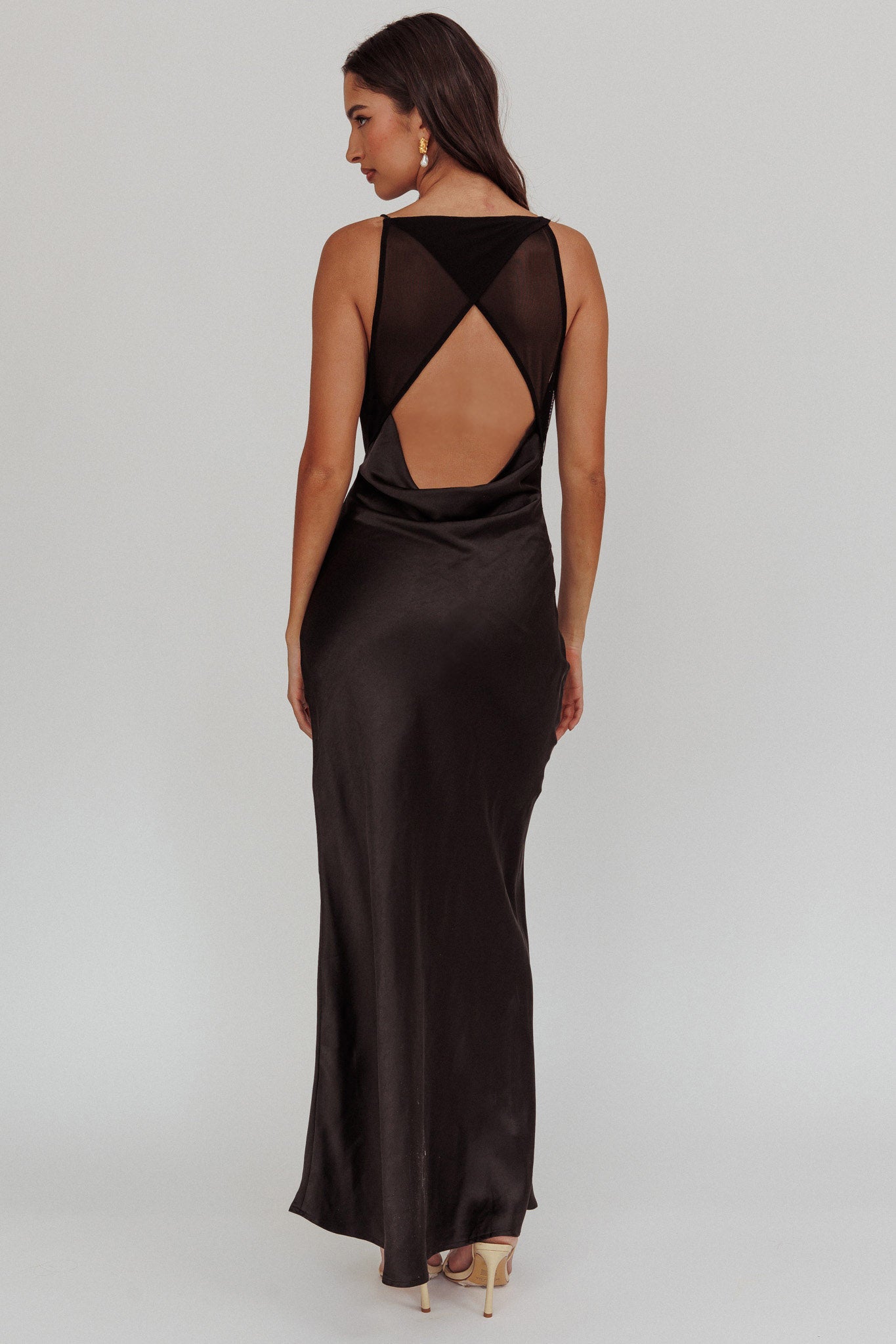 Noreen Cut-Out Back Maxi Dress Black by Selfie Leslie