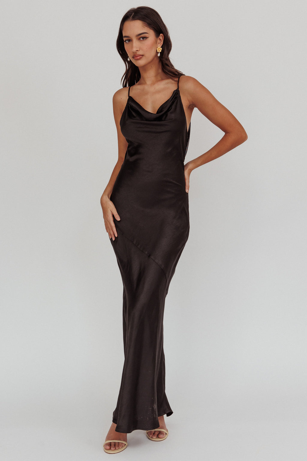 Noreen Cut-Out Back Maxi Dress Black by Selfie Leslie
