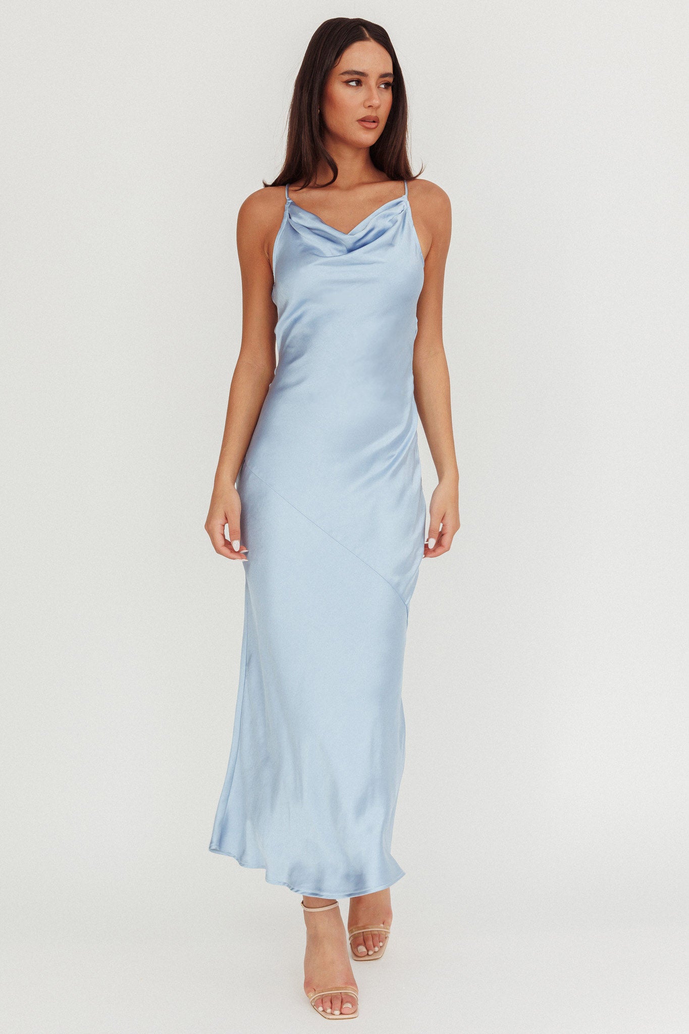 Noreen Cut-Out Back Maxi Dress Blue by Selfie Leslie