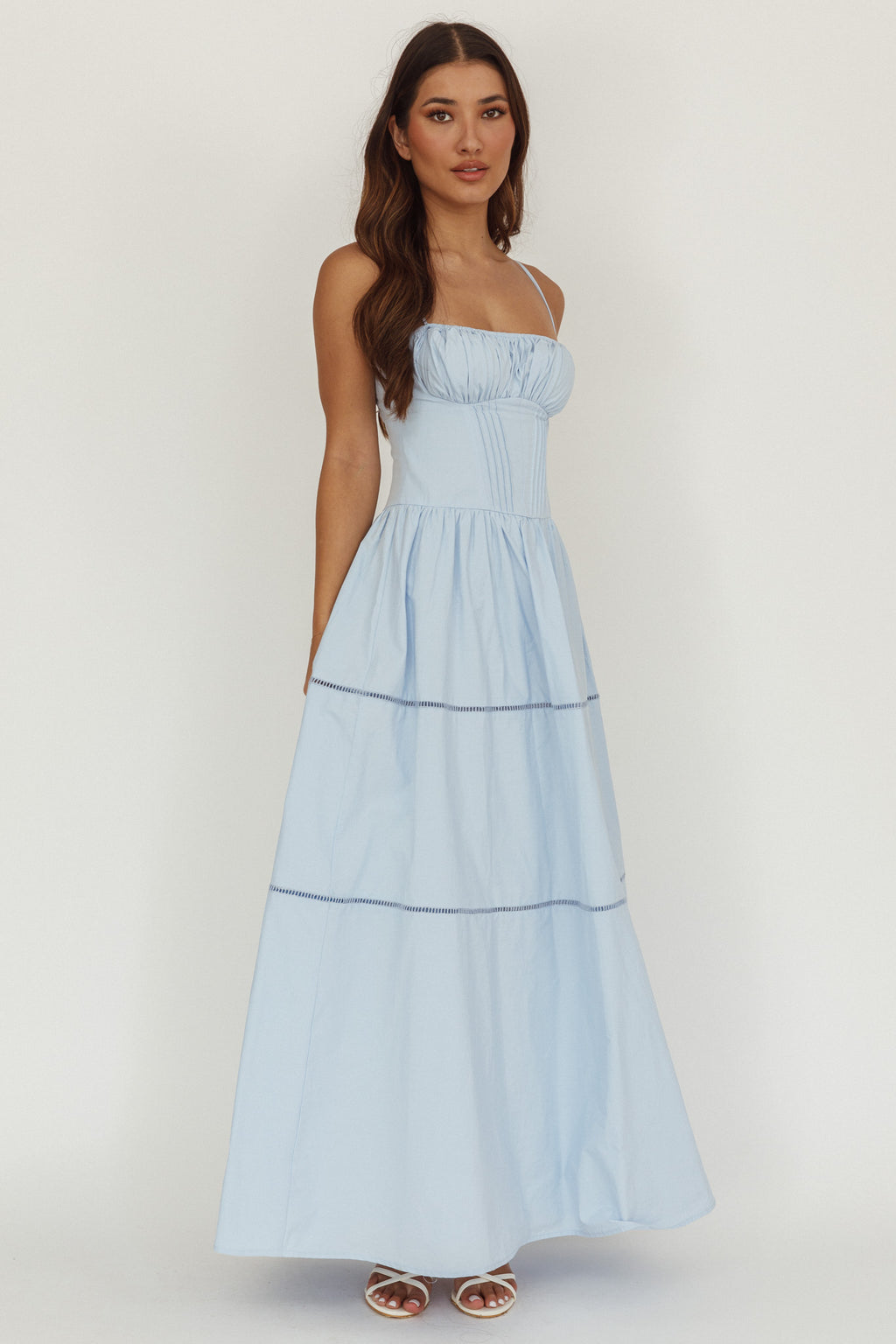 Heavenly Glow Gathered Bust A-Line Maxi Dress Blue by Selfie Leslie