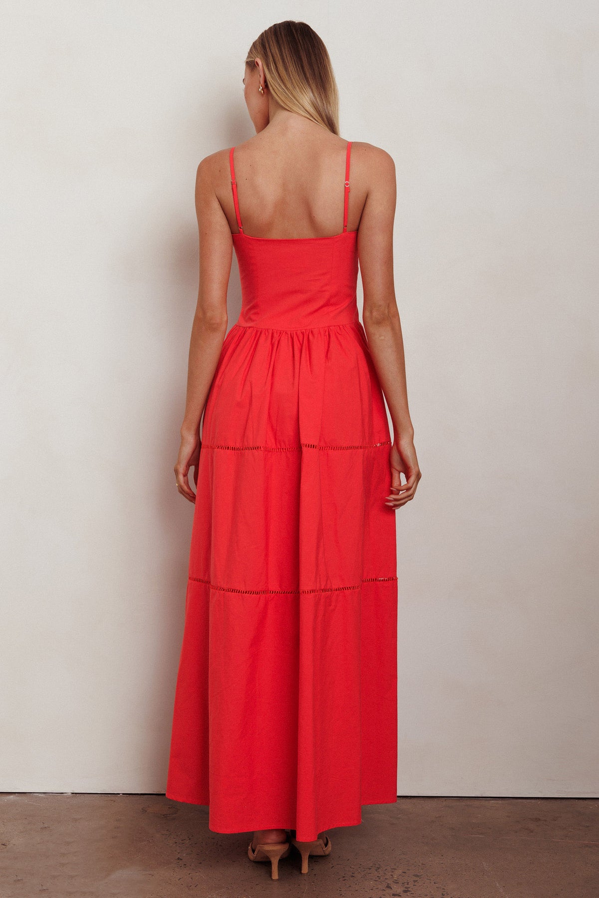 Heavenly Glow Gathered Bust A-Line Maxi Dress Red by Selfie Leslie