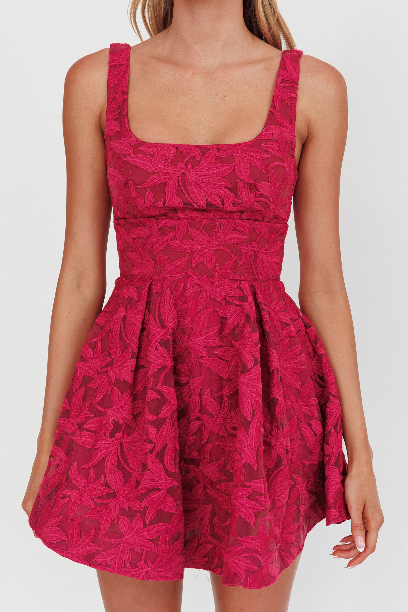 Miley Embroidered A-Line Mini Dress Fuchsia by Selfie Leslie