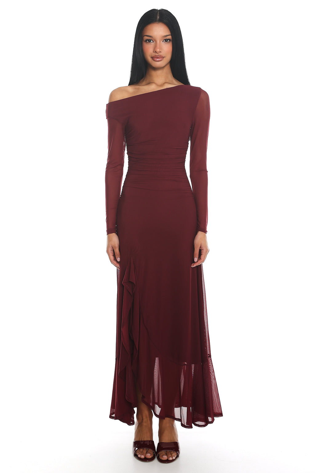 Moonlit Magic Long Sleeve Maxi Dress Wine by Selfie Leslie