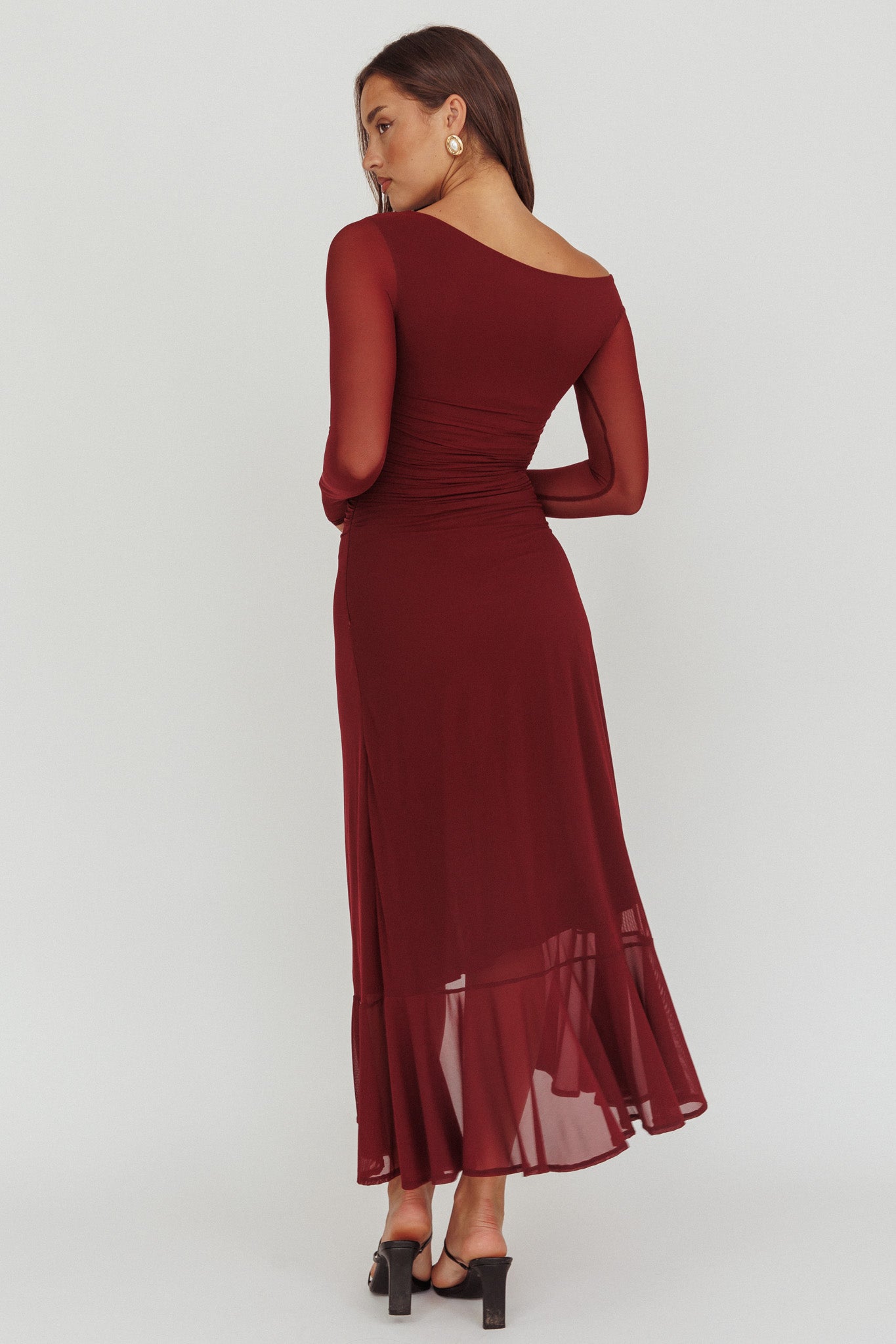 Moonlit Magic Long Sleeve Maxi Dress Wine | Selfie Leslie